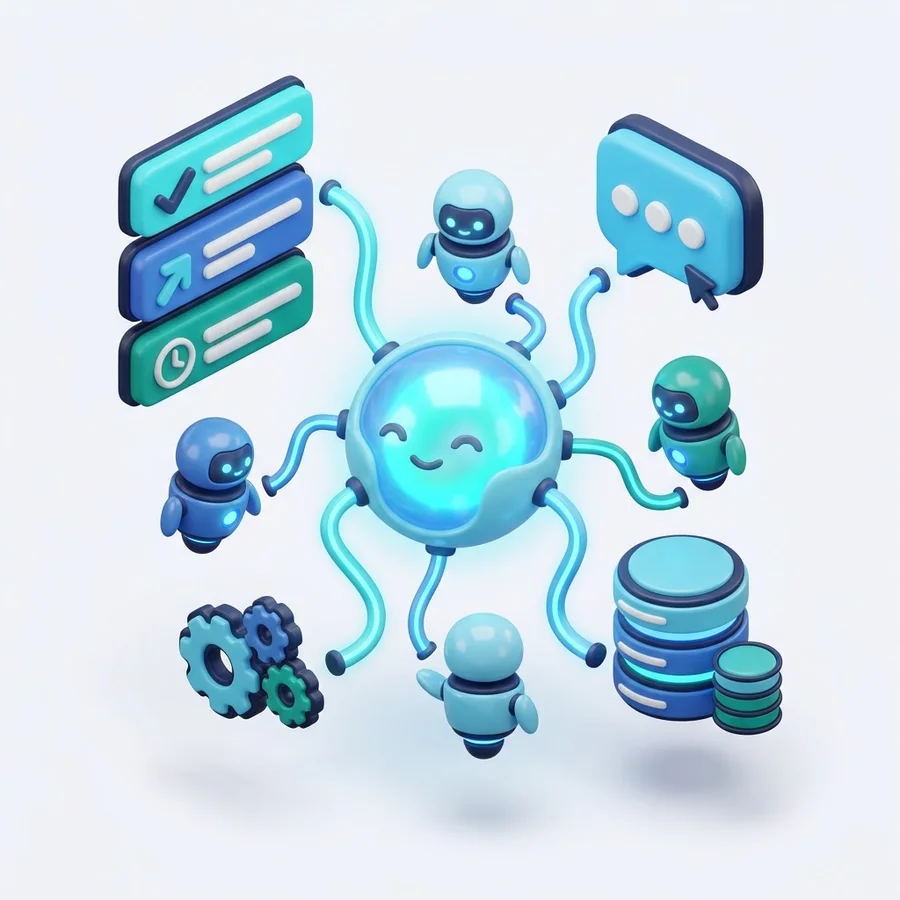 AI & Agentic Development software — 3D illustration